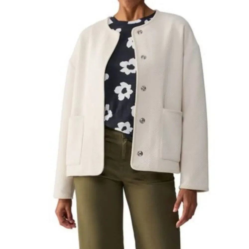 Sanctuary Paris Quilted Textured Knit Jacket Eco Natural Collarless NWT Small - Picture 14 of 14
